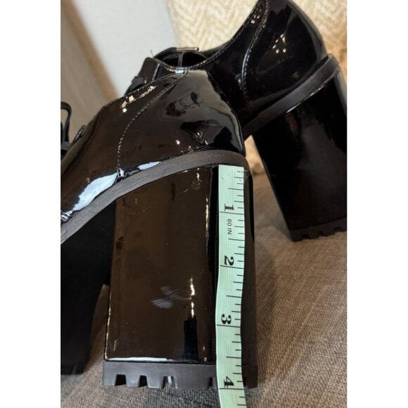 Steve Madden Size 9 Persey Loafer Oxford Shoes Platform Heel Chunky Black - Picture 11 of 13